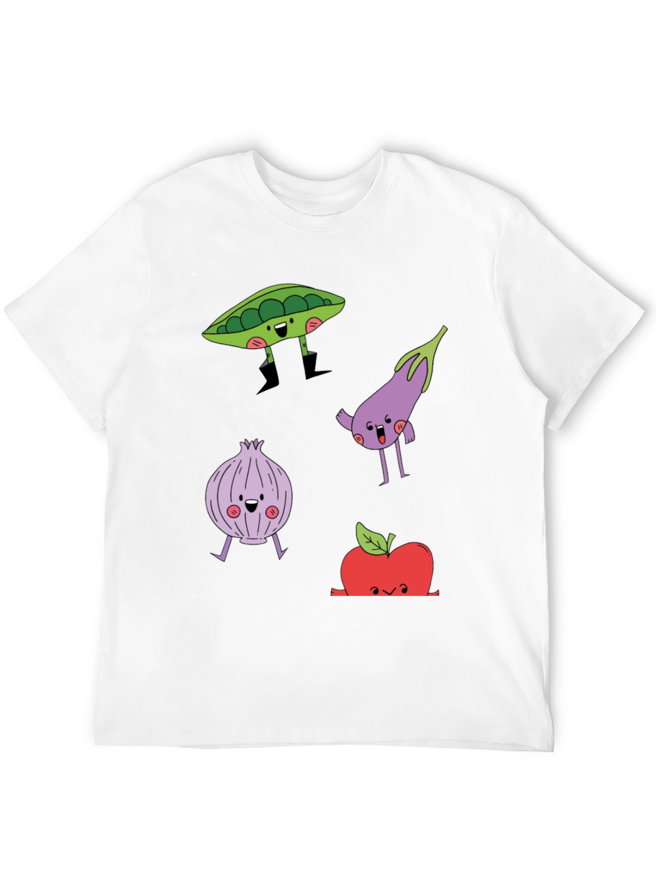 Cartoon Vegetables Graphic Print T-Shirt