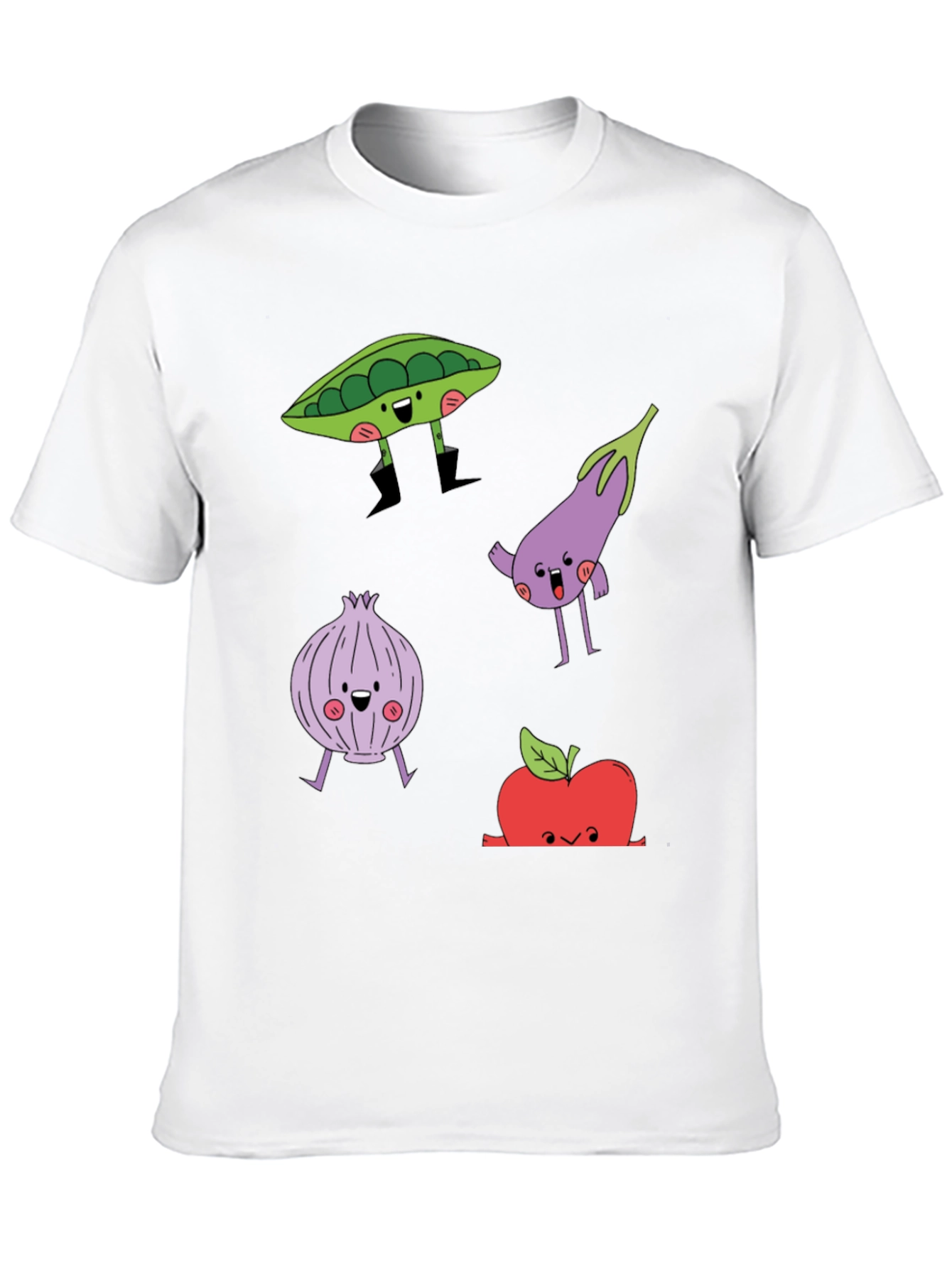 Cartoon Vegetables Graphic Print T-Shirt