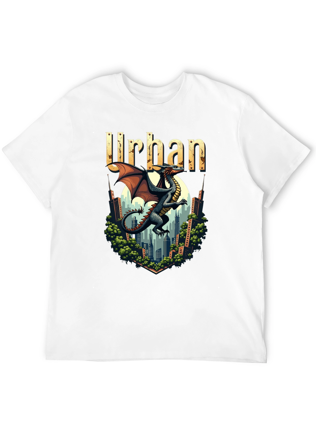 Urban Dragon Graphic Tee - Cityscape Design