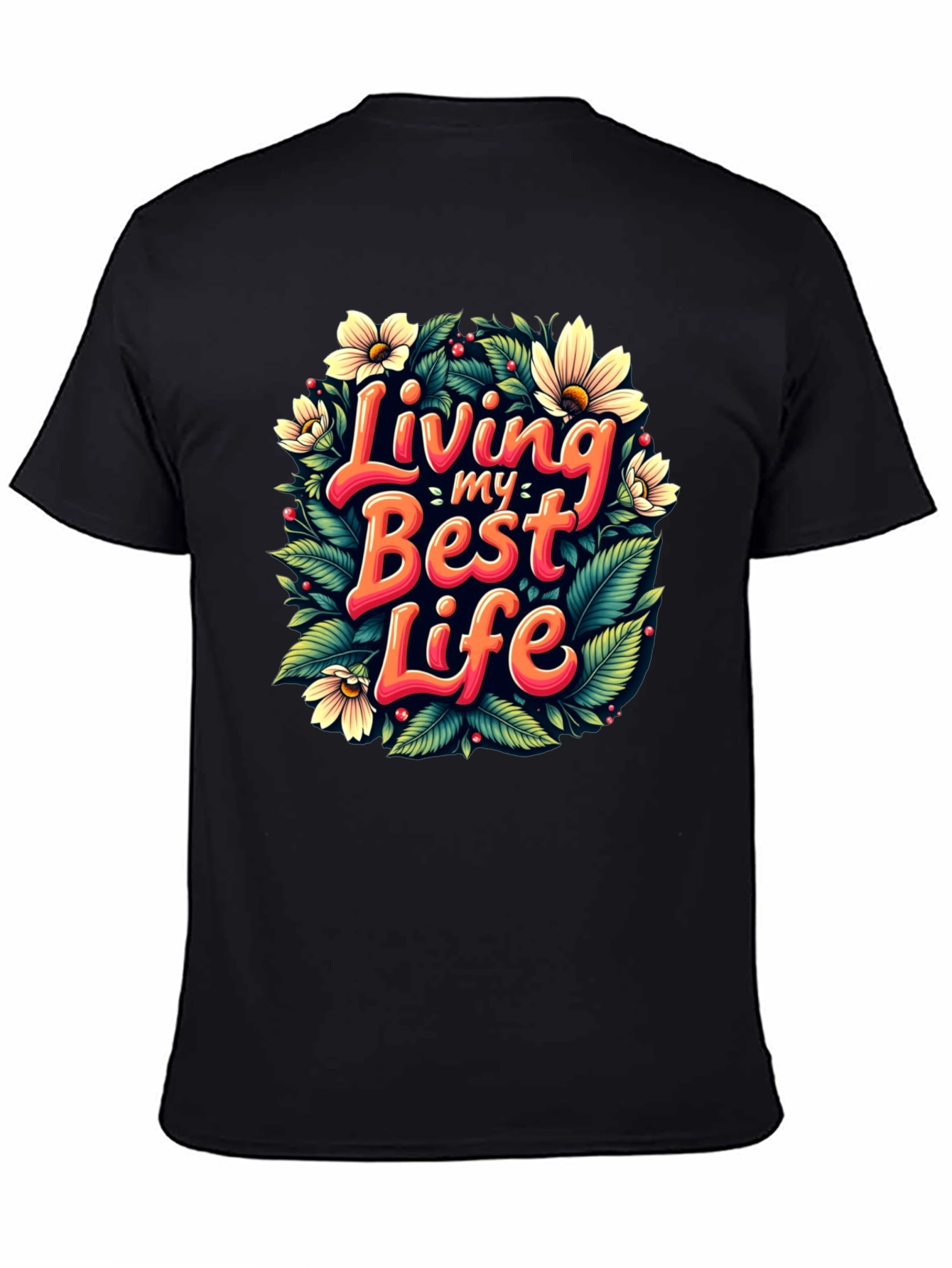 Living My Best Life T-Shirt - Floral Design