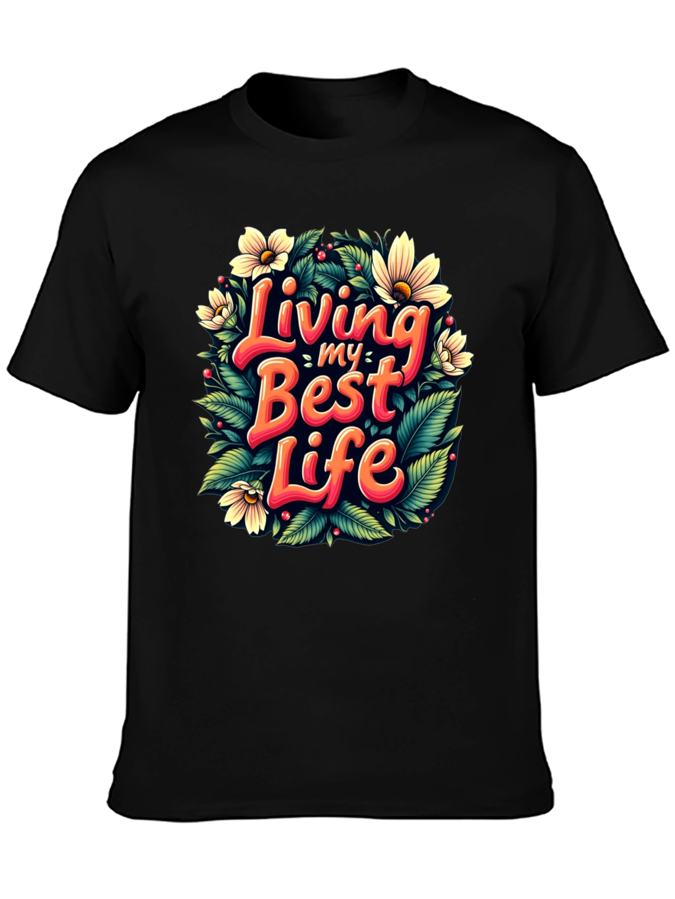 Living My Best Life T-Shirt - Floral Design