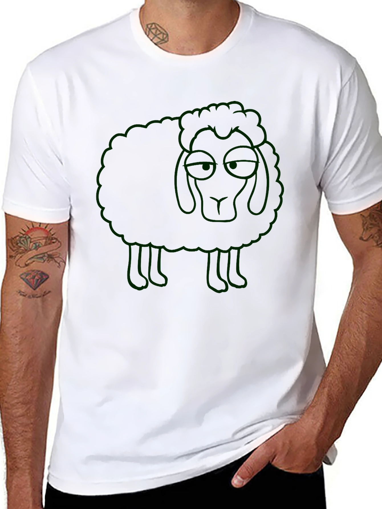 Sheep Graphic Mens Black T-Shirt