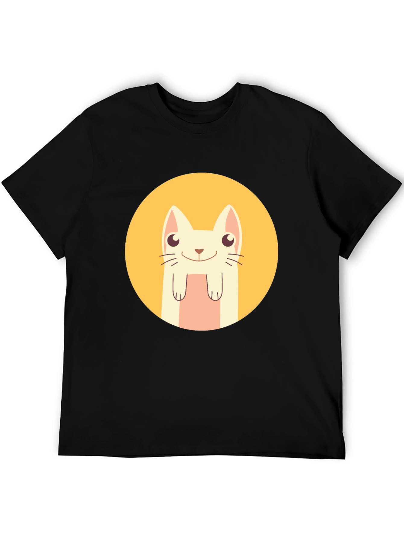 Cute Cartoon Cat T-Shirt - Black Graphic Tee
