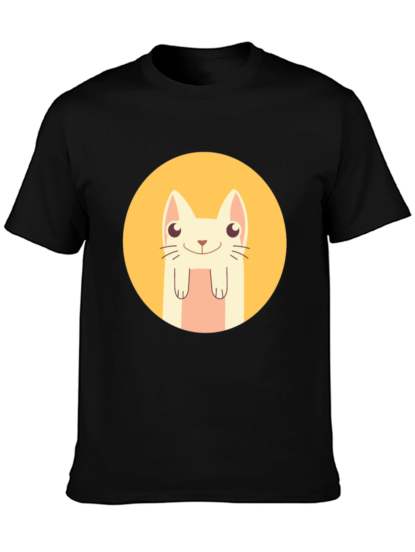 Cute Cartoon Cat T-Shirt - Black Graphic Tee