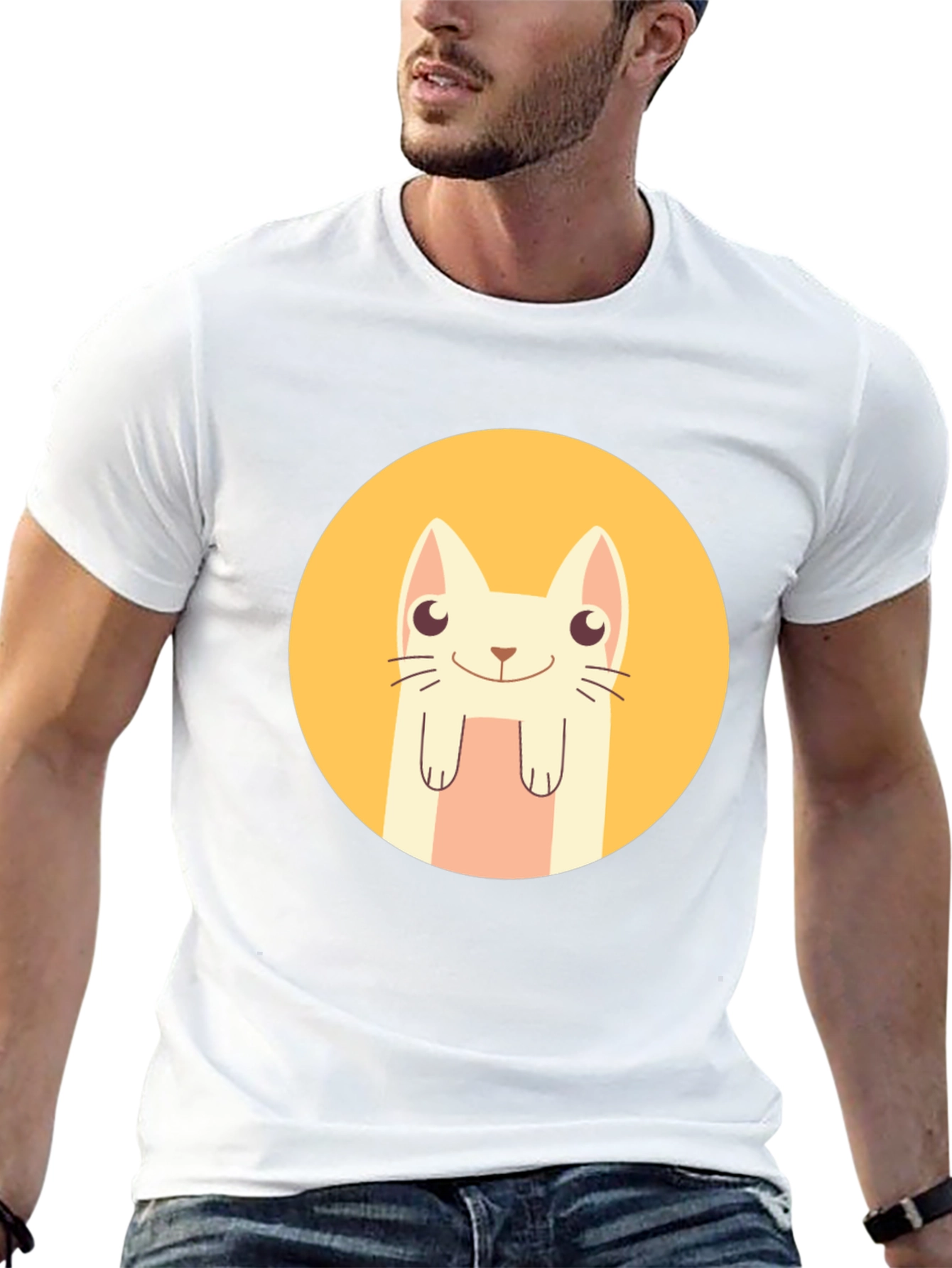 Cute Cartoon Cat T-Shirt - Black Graphic Tee