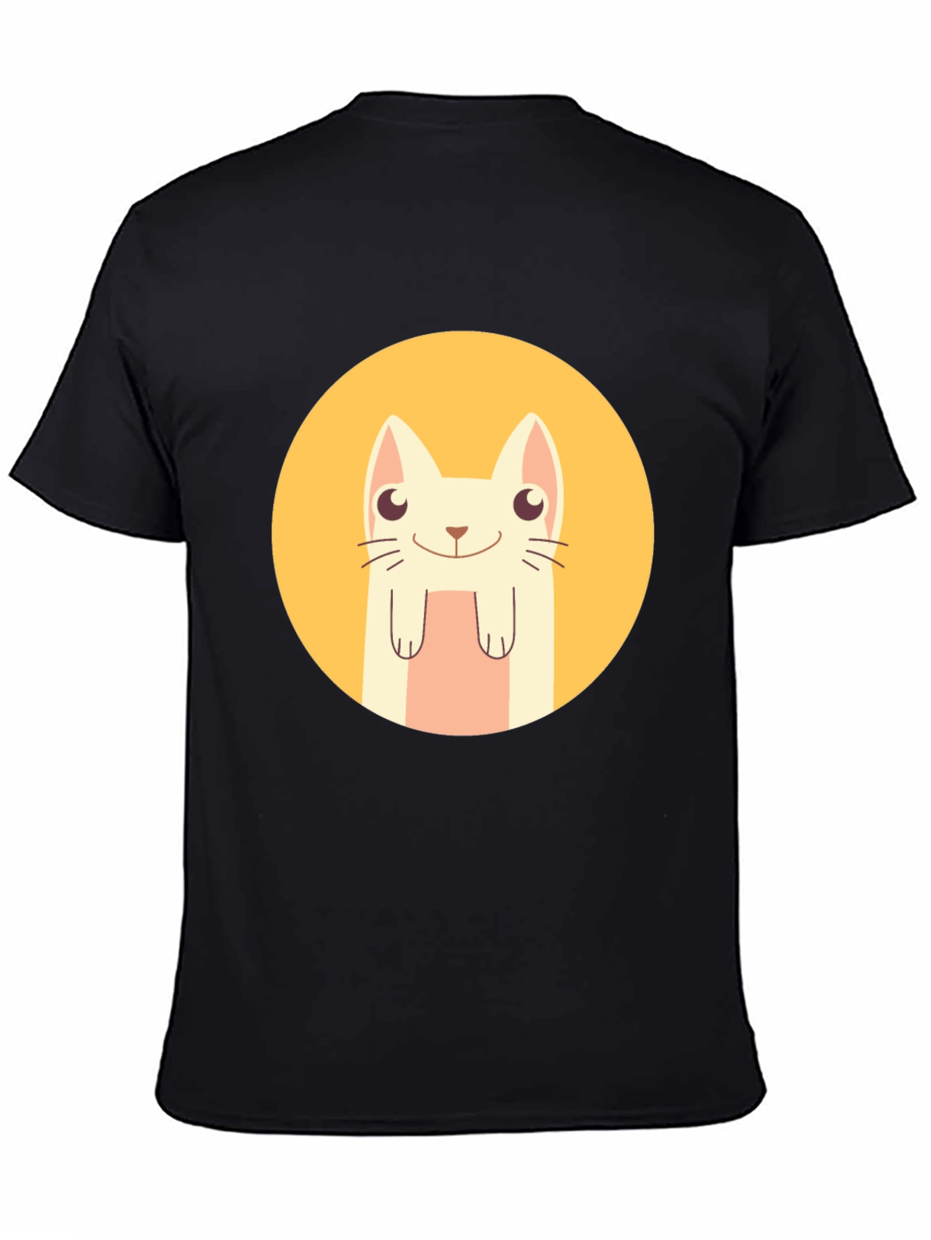 Cute Cartoon Cat T-Shirt - Black Graphic Tee