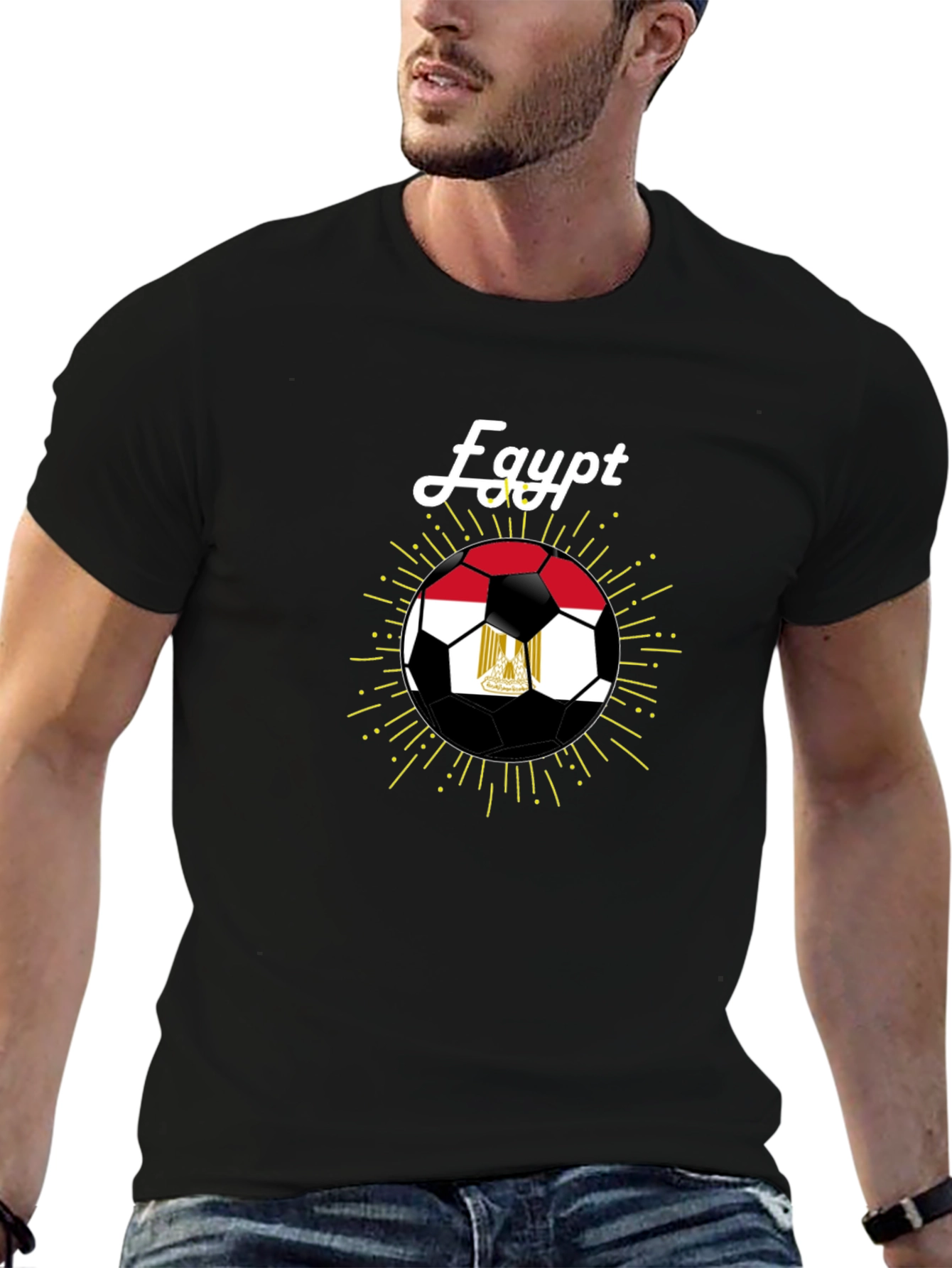 Egypt Soccer Fan T-Shirt - Black Cotton Blend
