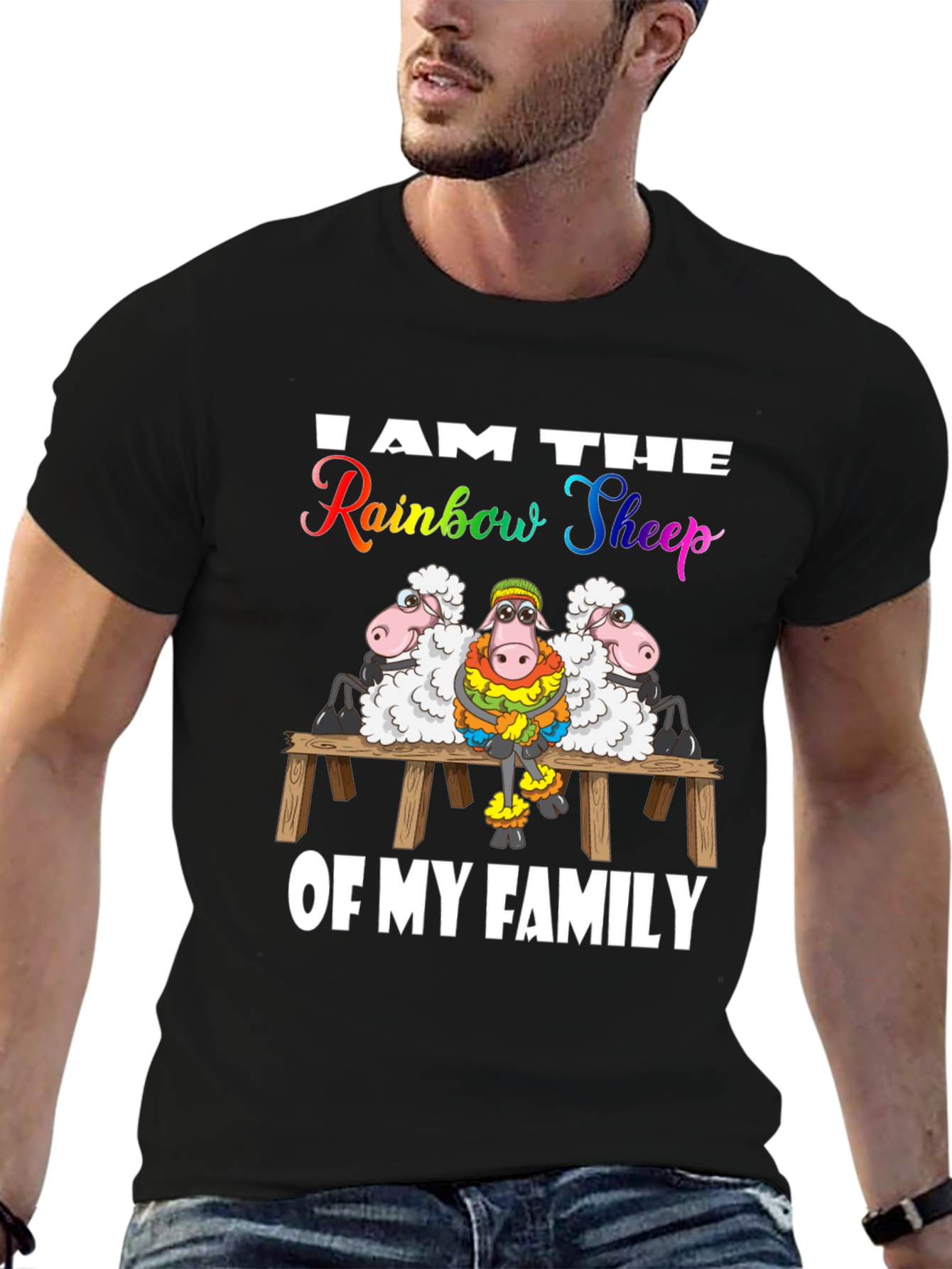 Rainbow Sheep Family T-Shirt
