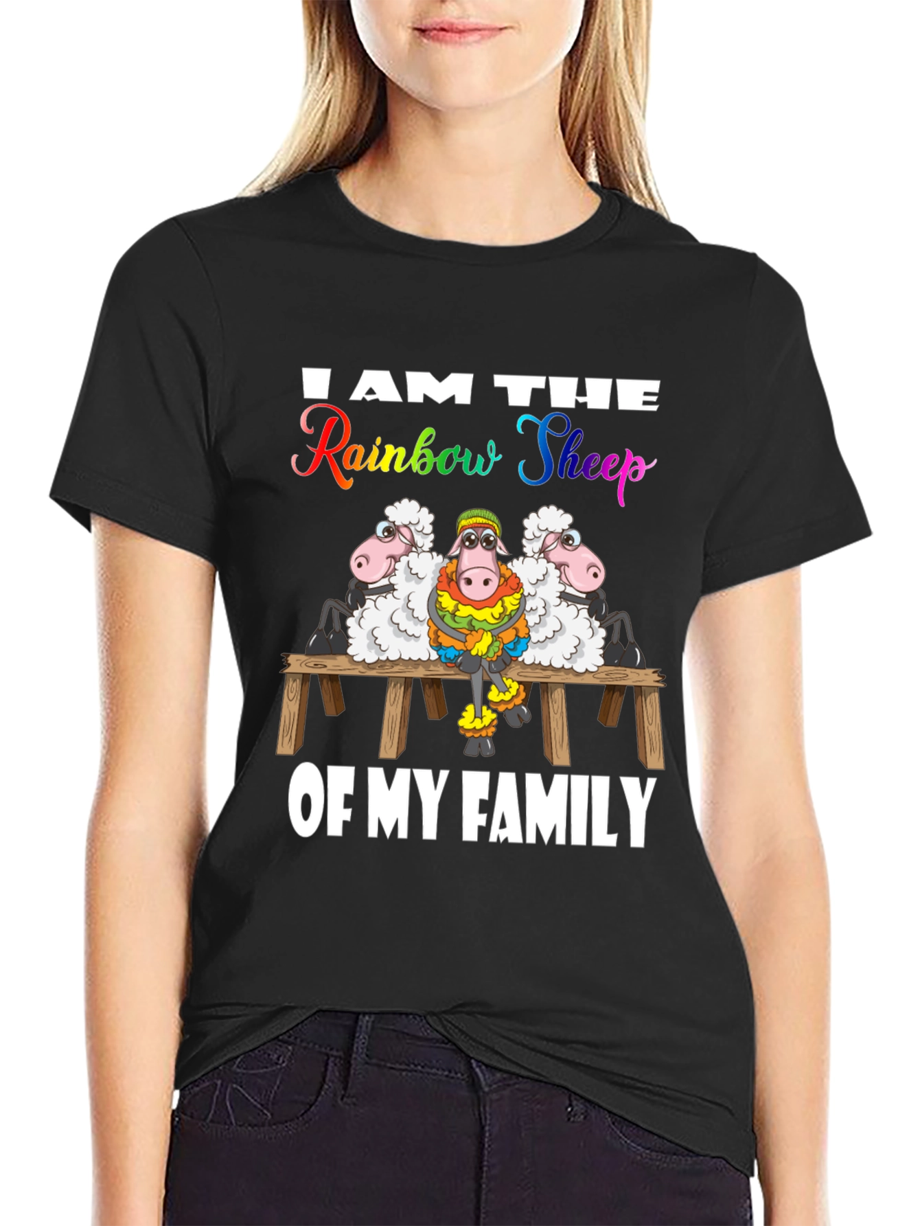 Rainbow Sheep Family T-Shirt