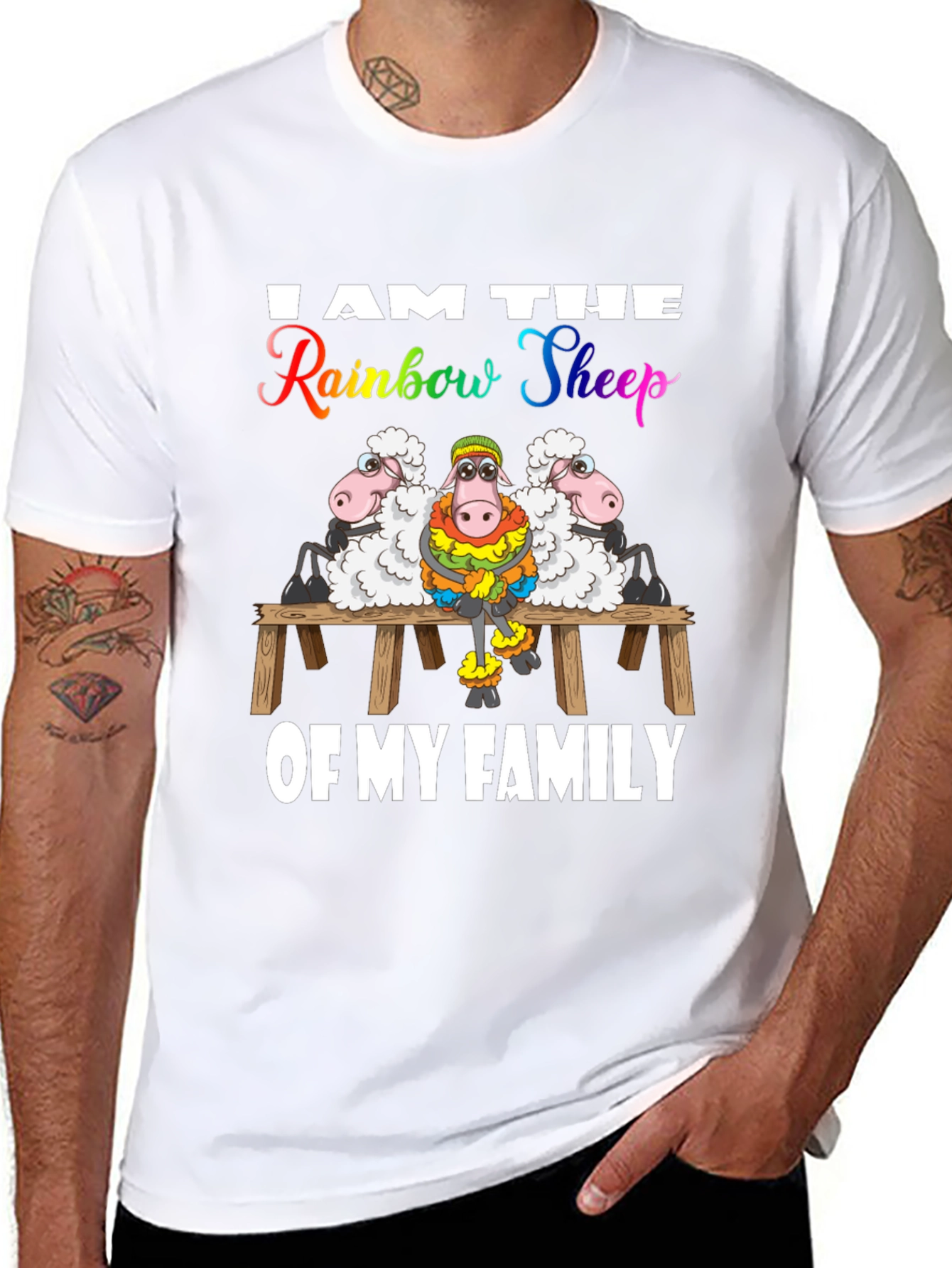 Rainbow Sheep Family T-Shirt
