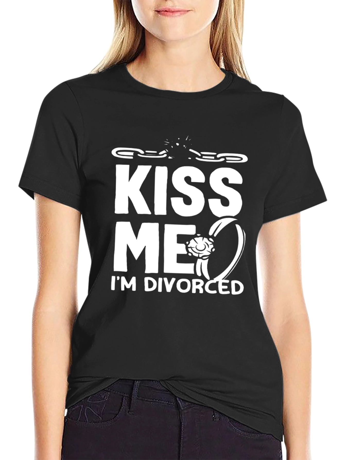 Kiss Me Im Divorced T-Shirt Funny Slogan Tee