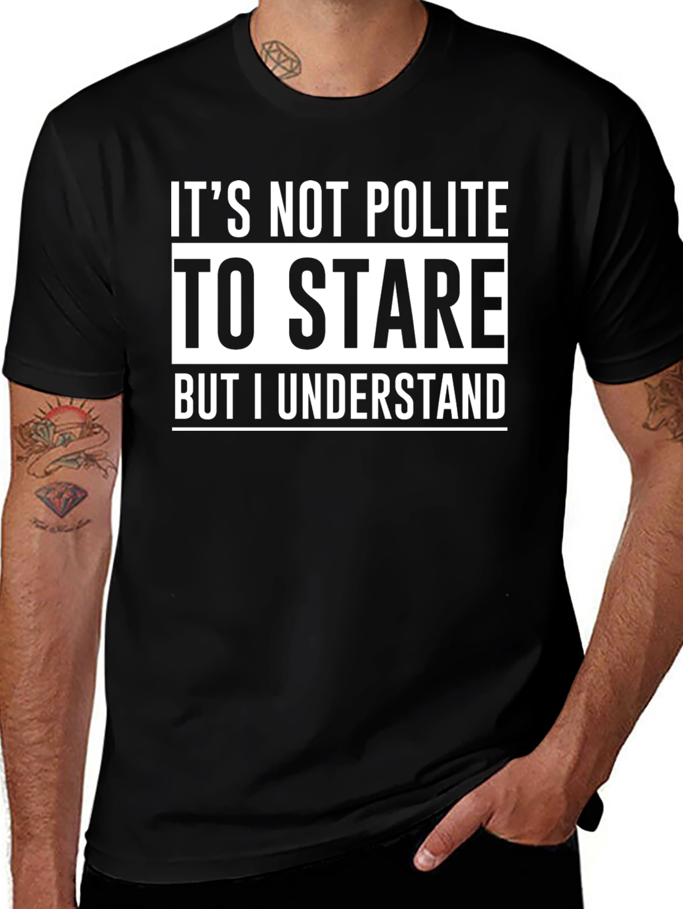 Funny Stare Graphic Tee - Mens Black T-Shirt