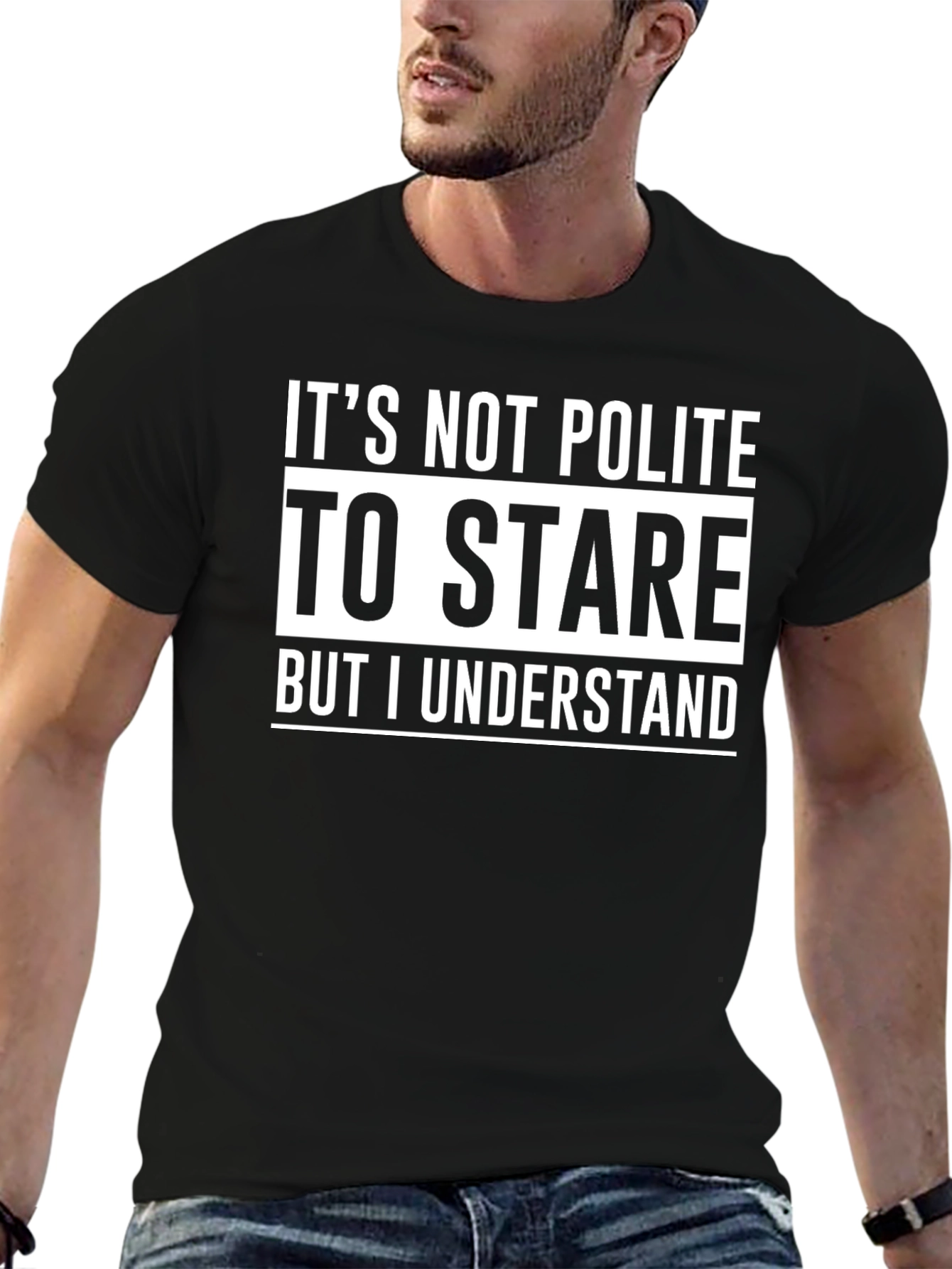 Funny Stare Graphic Tee - Mens Black T-Shirt