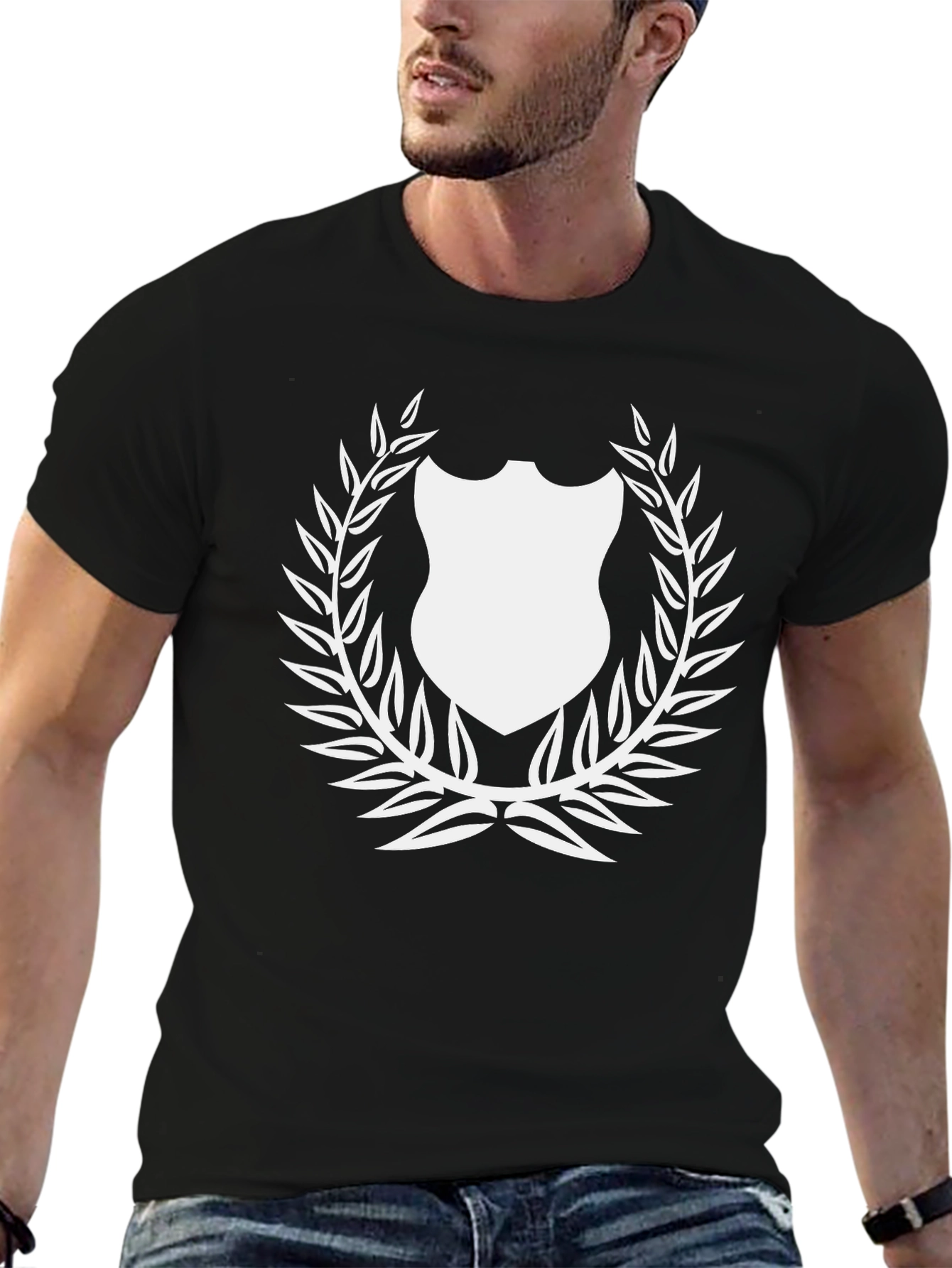 Shield Laurel Black T-Shirt Graphic Print