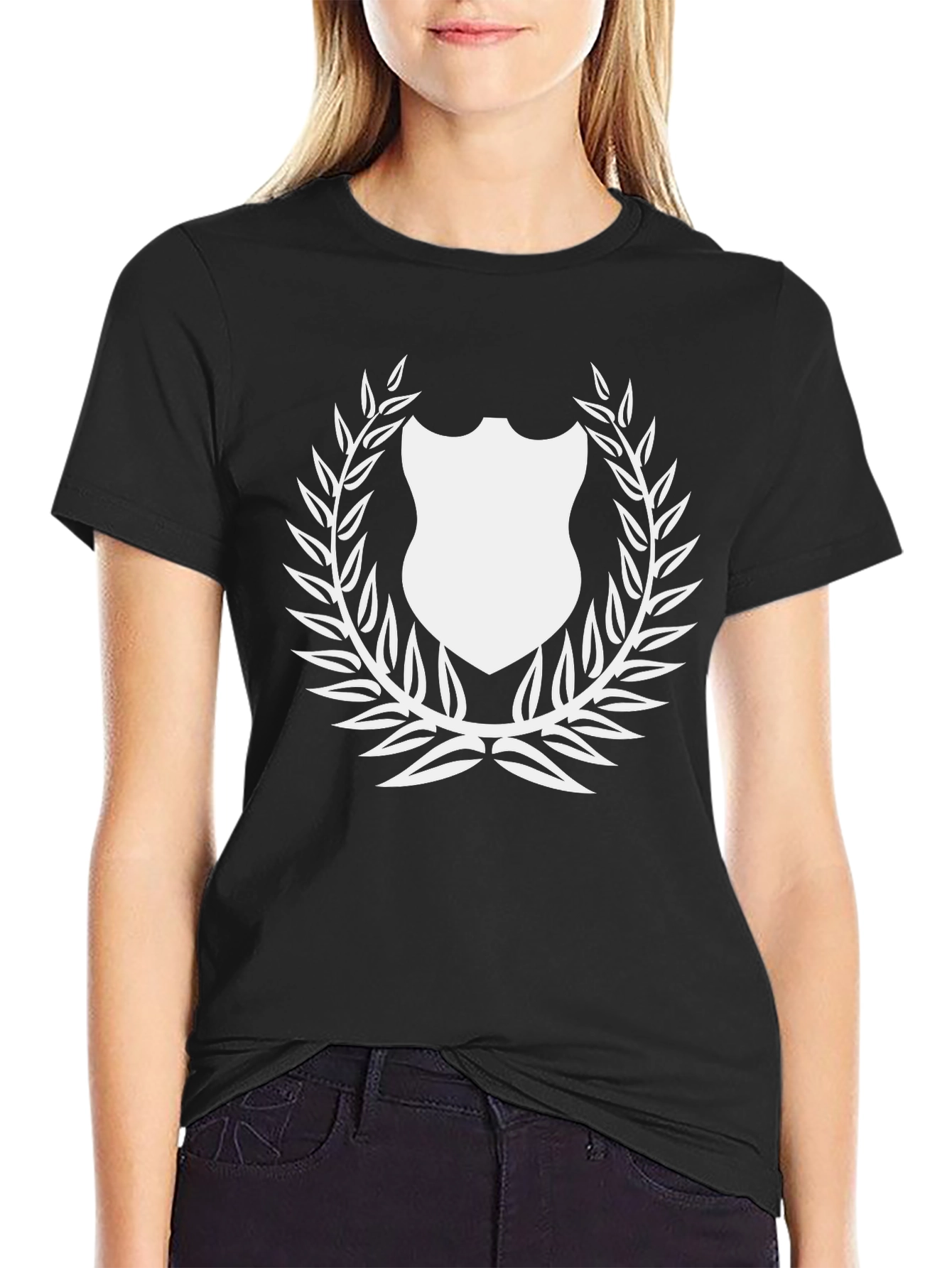 Shield Laurel Black T-Shirt Graphic Print
