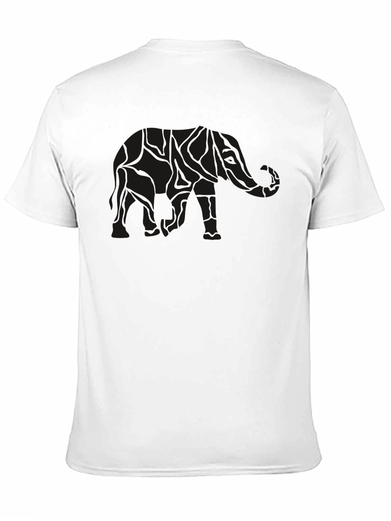 Mens Black Elephant Print Crew Neck T-Shirt
