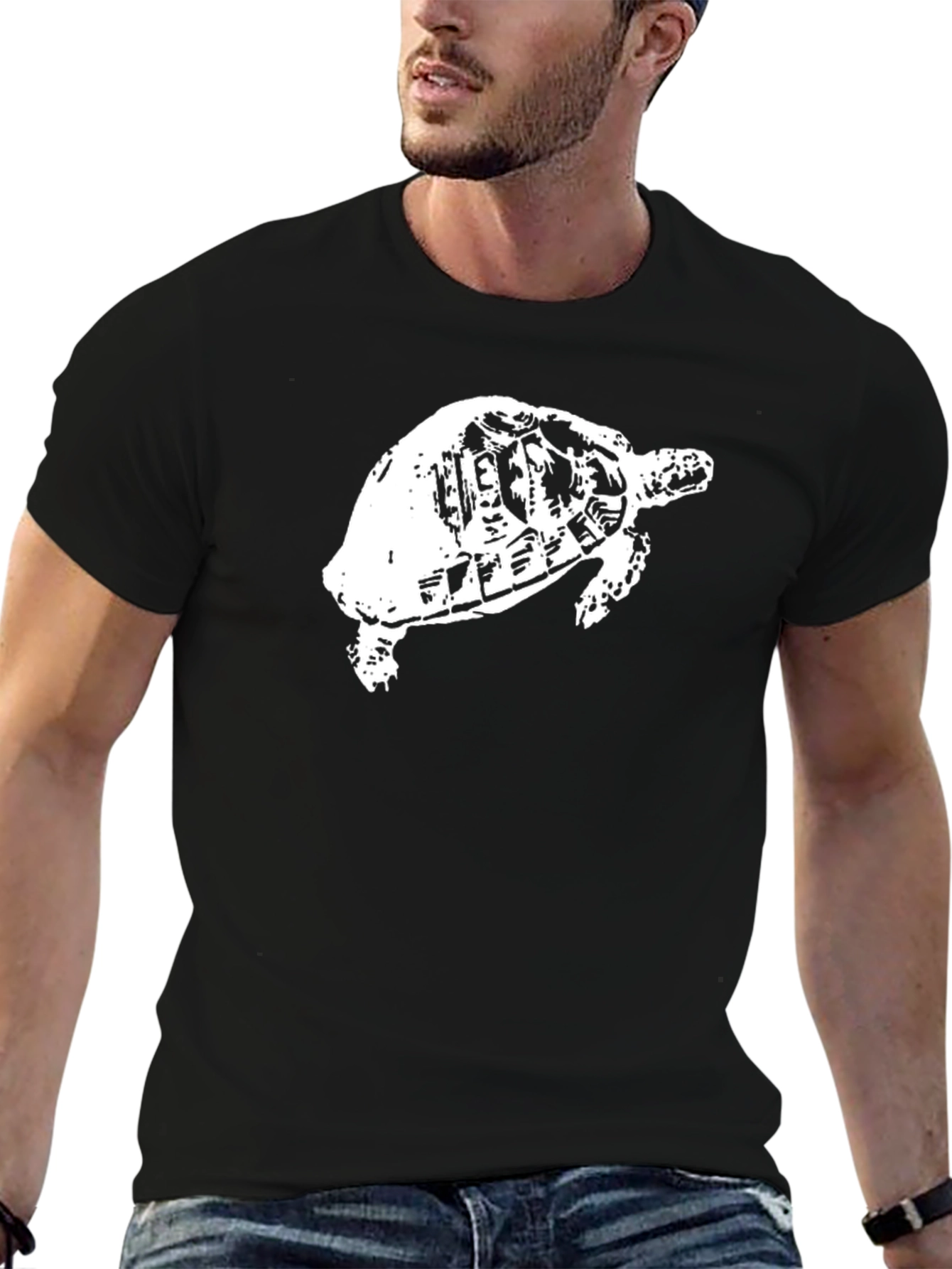 Turtle Graphic Print Black T-Shirt