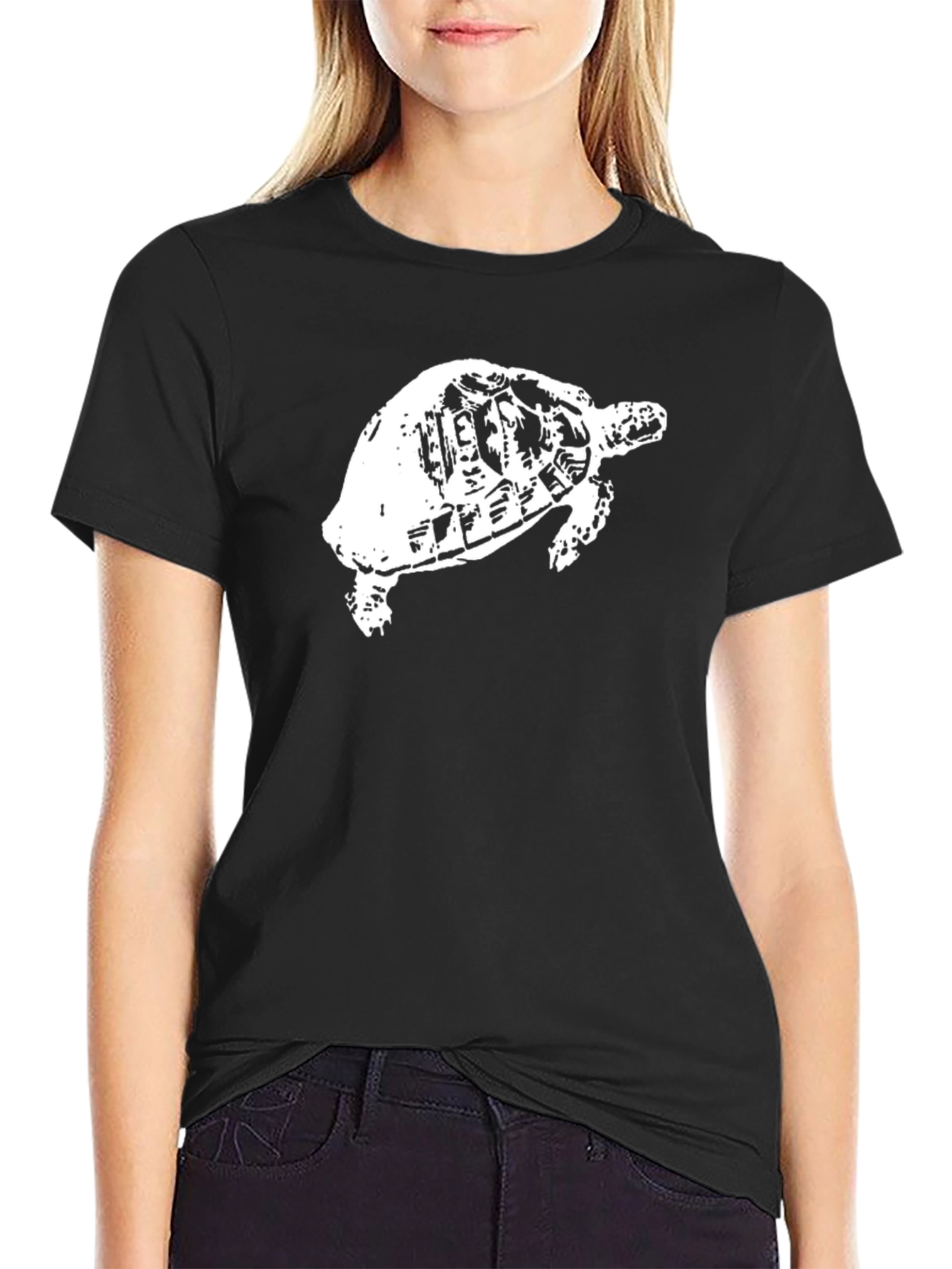Turtle Graphic Print Black T-Shirt