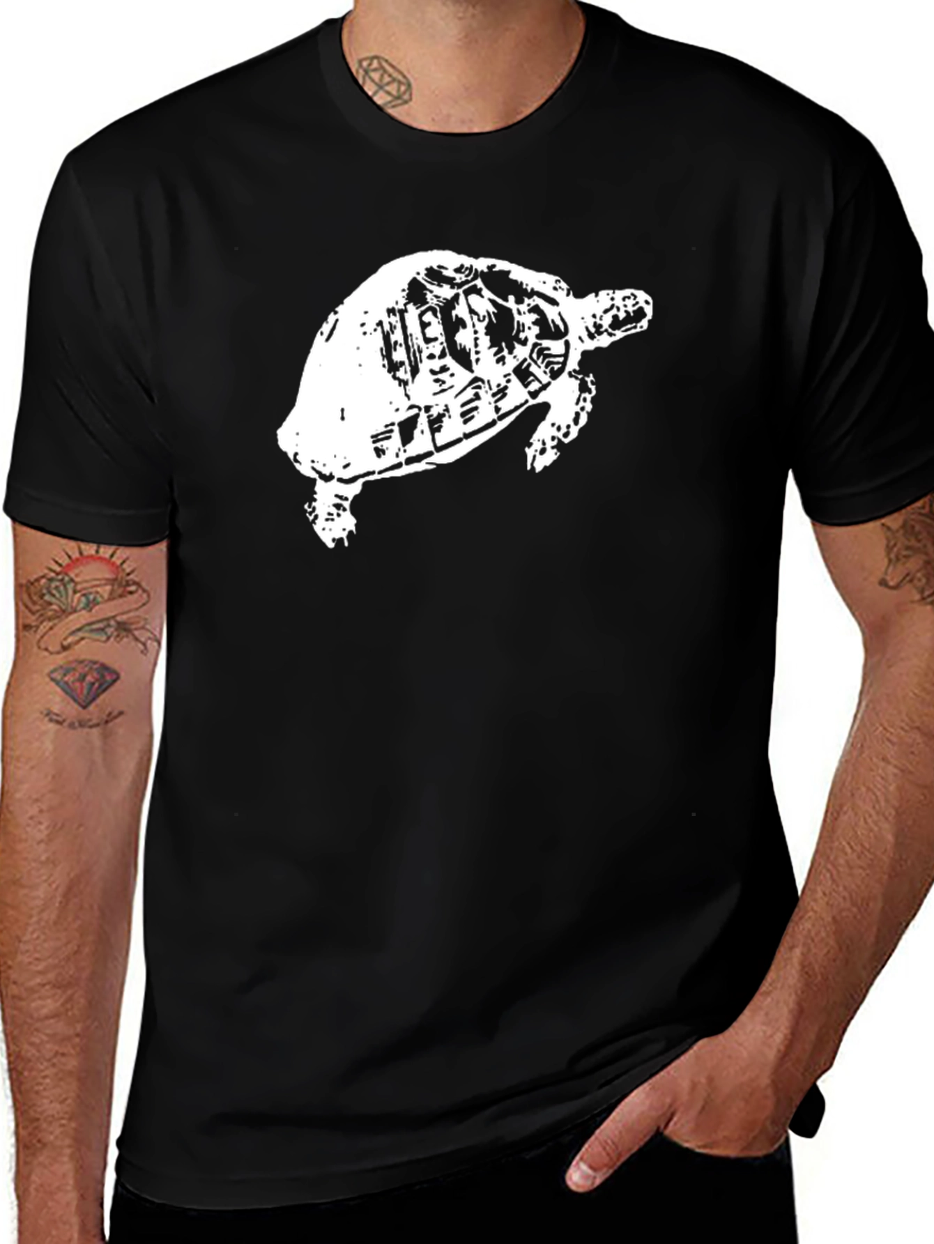 Turtle Graphic Print Black T-Shirt