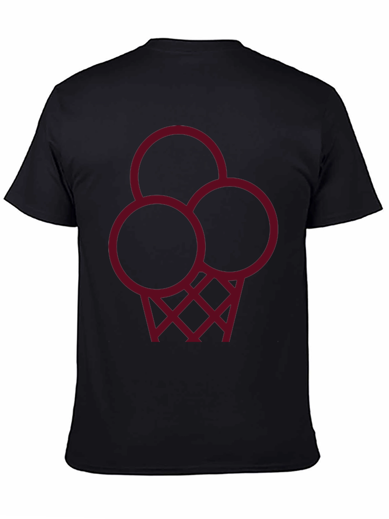 Modern Black T-Shirt with Geometric Ice Cream Design
