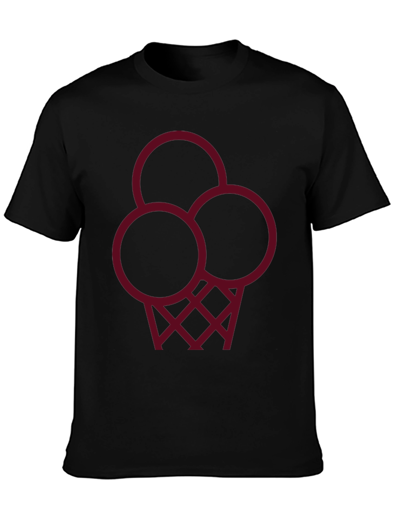 Modern Black T-Shirt with Geometric Ice Cream Design
