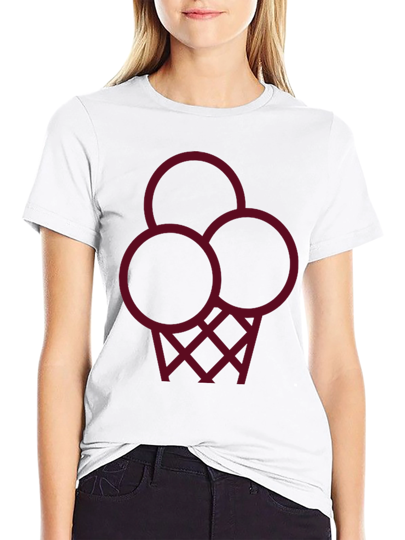 Modern Black T-Shirt with Geometric Ice Cream Design