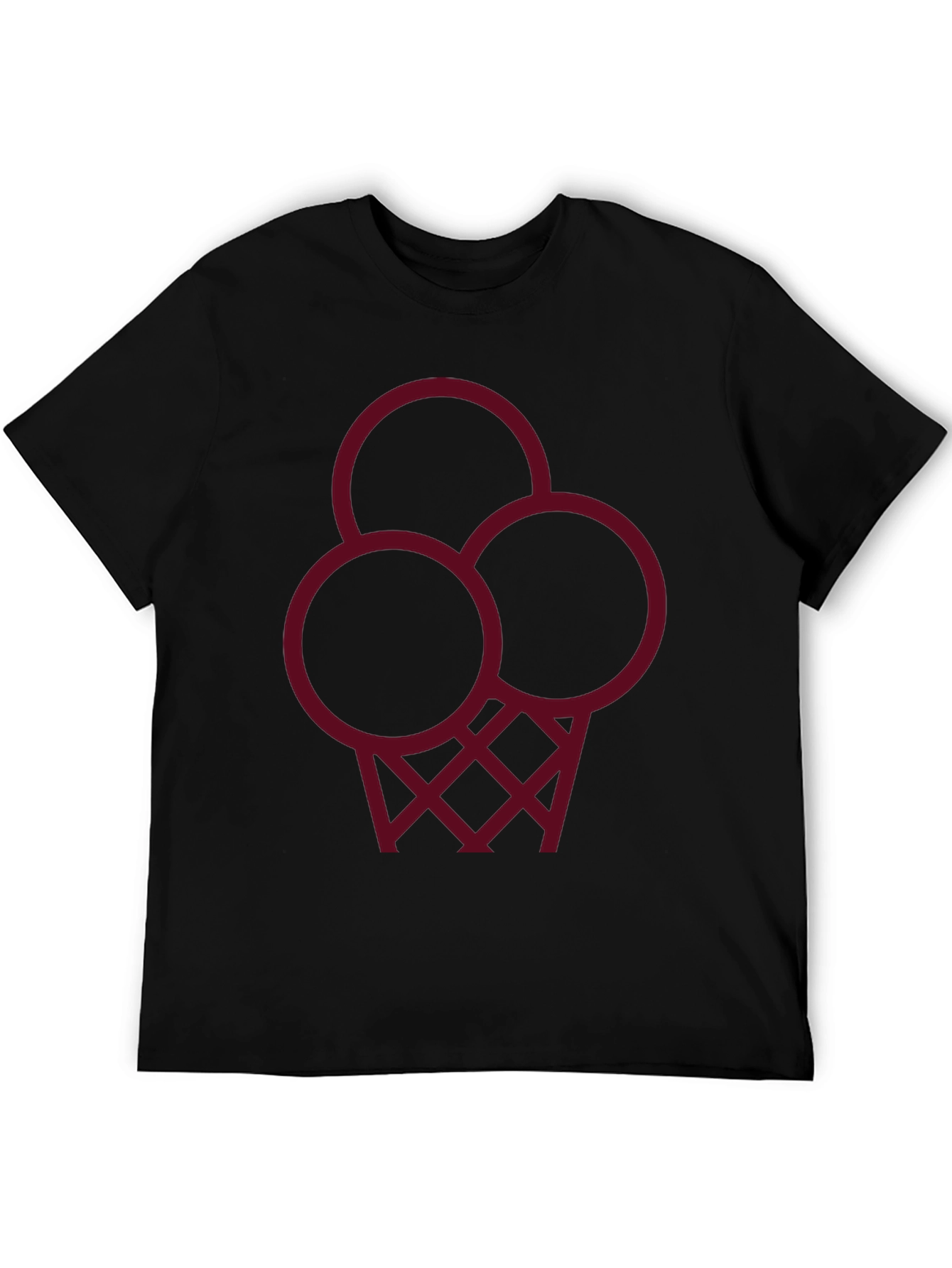 Modern Black T-Shirt with Geometric Ice Cream Design