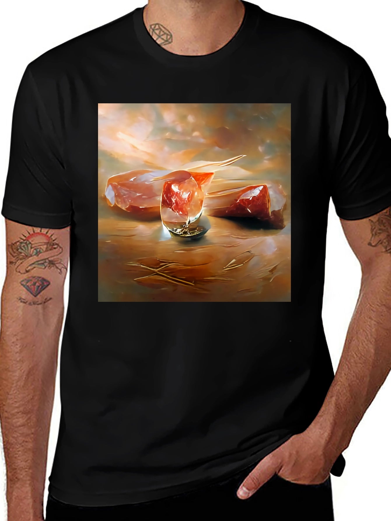 Abstract Meat Still Life Black T-Shirt