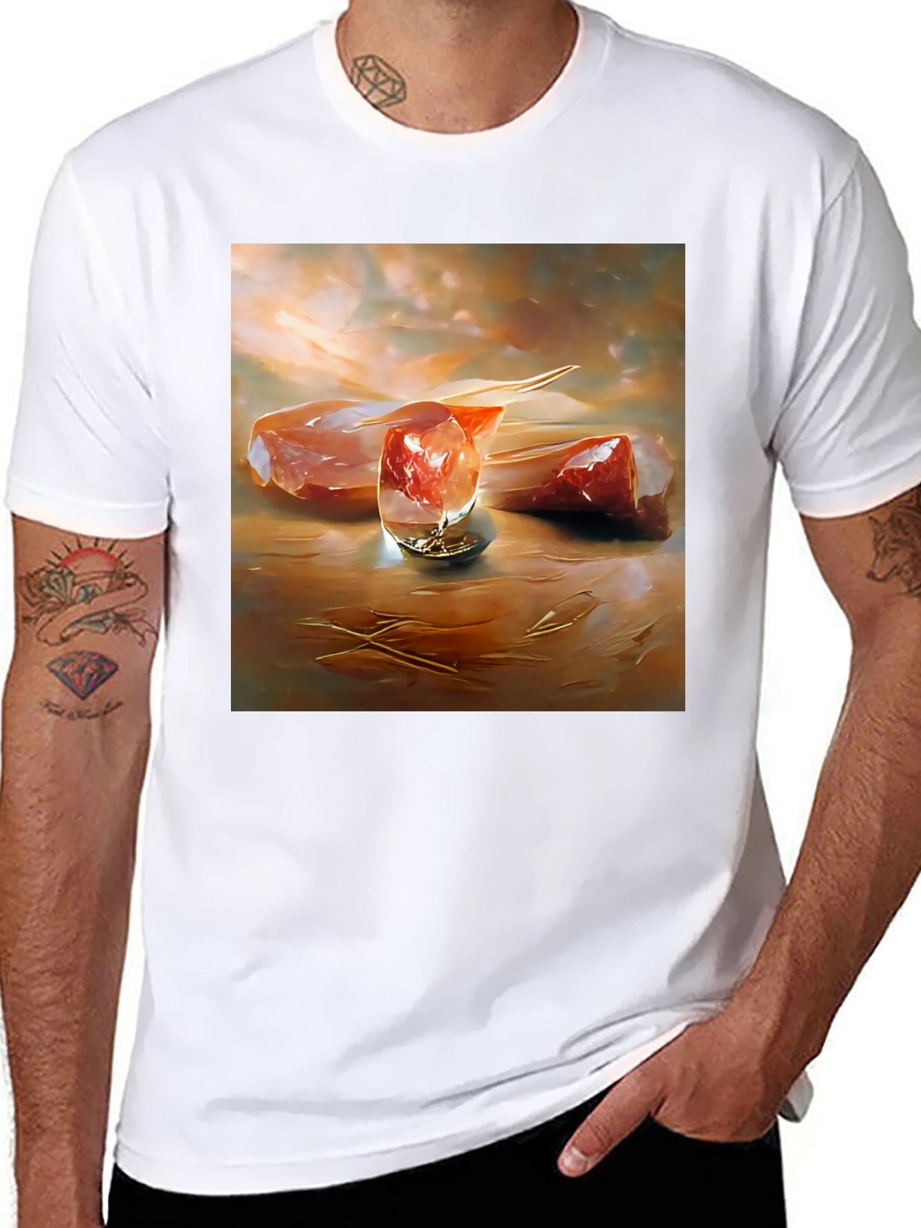Abstract Meat Still Life Black T-Shirt