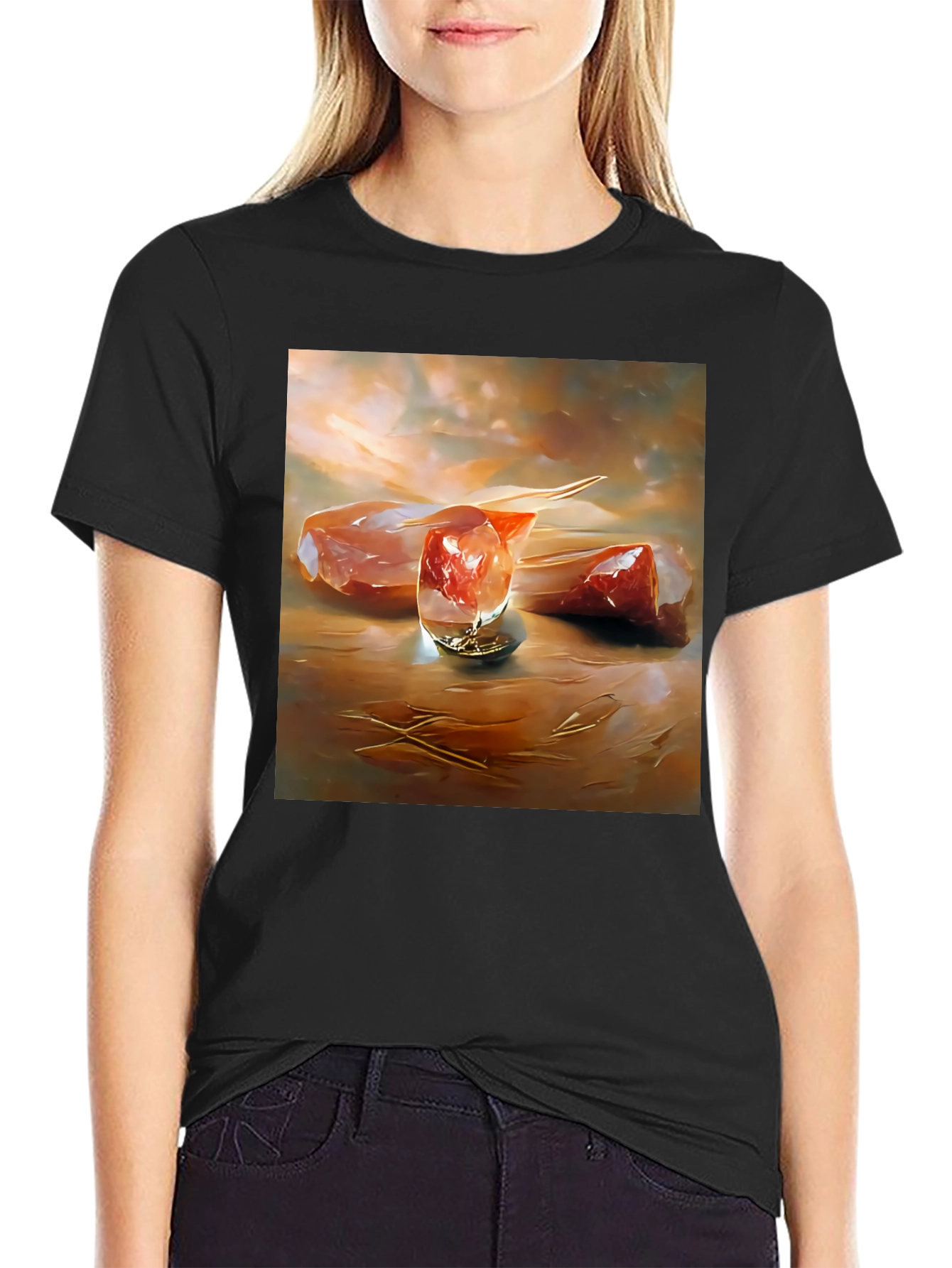 Abstract Meat Still Life Black T-Shirt