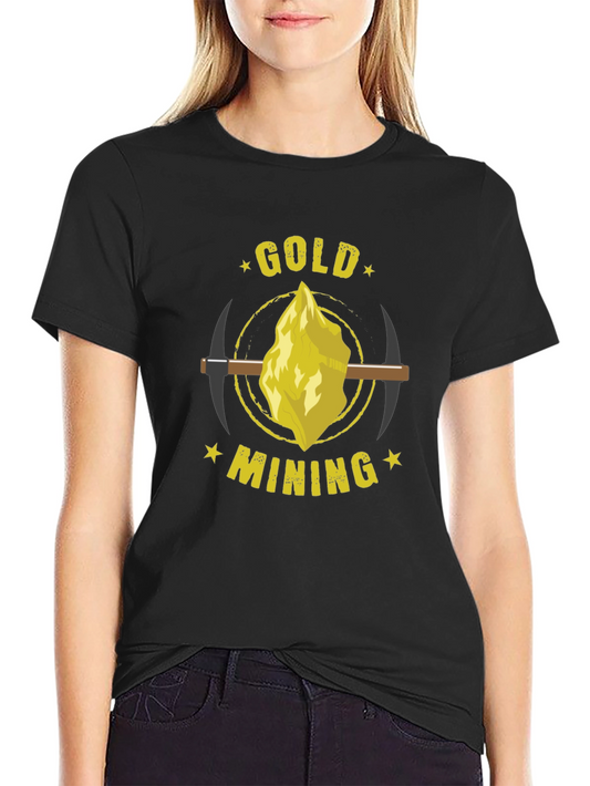 Gold Mining Graphic Tee - Black Cotton T-Shirt