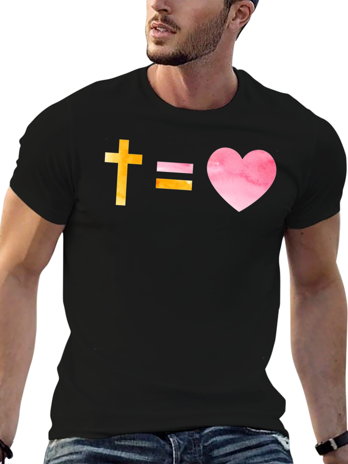 Faithful Love T-Shirt: Cross Equals Heart Graphic Tee