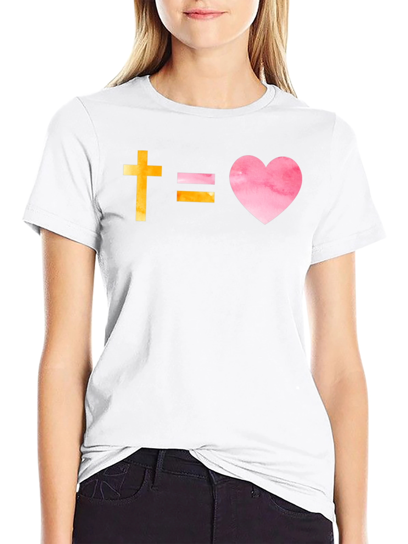 Faithful Love T-Shirt: Cross Equals Heart Graphic Tee
