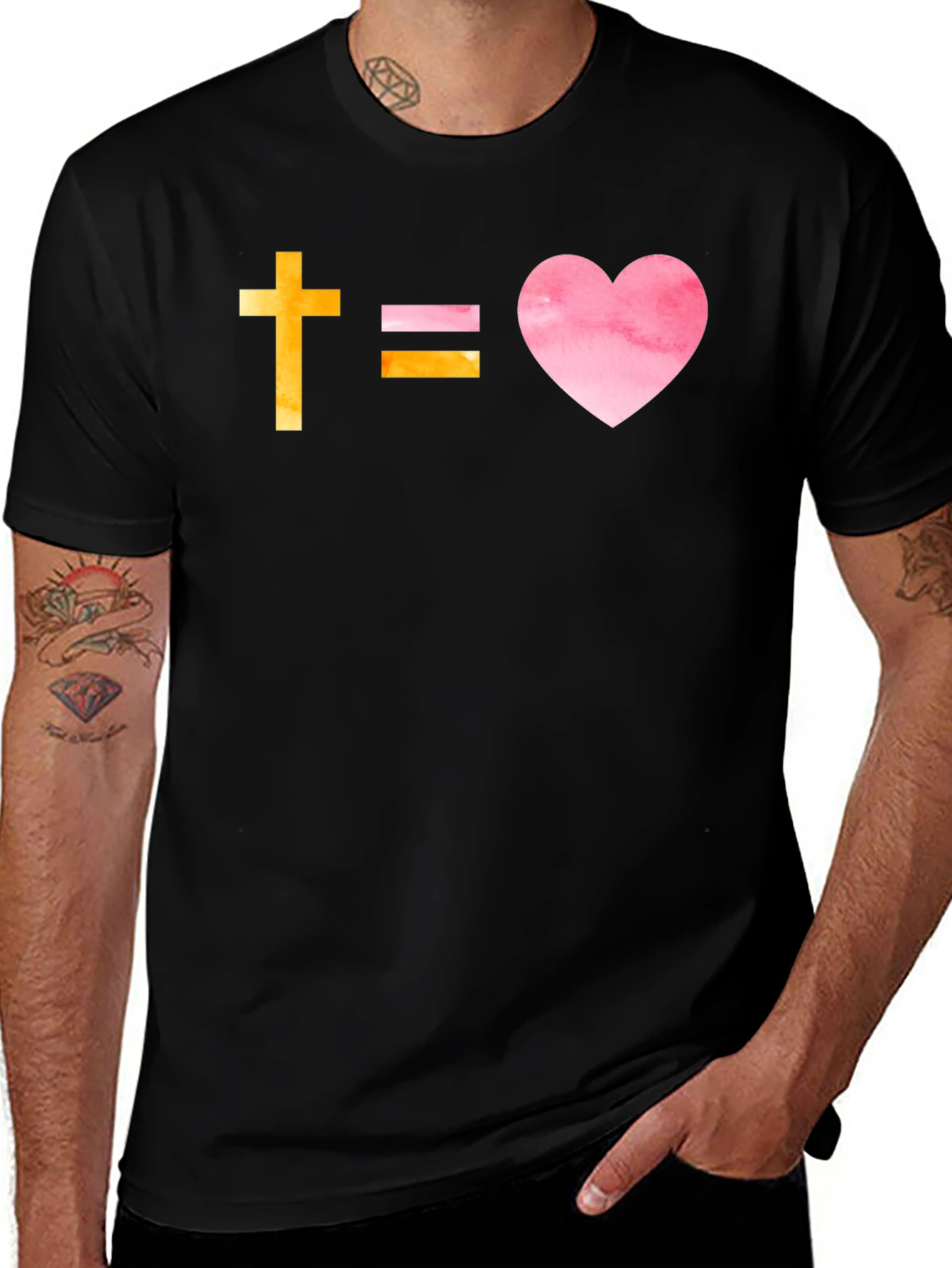Faithful Love T-Shirt: Cross Equals Heart Graphic Tee