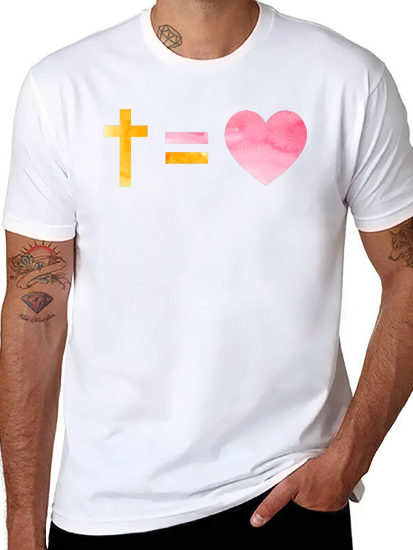 Faithful Love T-Shirt: Cross Equals Heart Graphic Tee