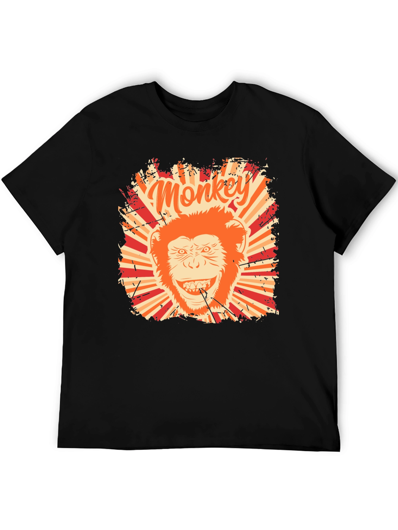 Monkey Graphic T-Shirt - Retro Style Black Tee