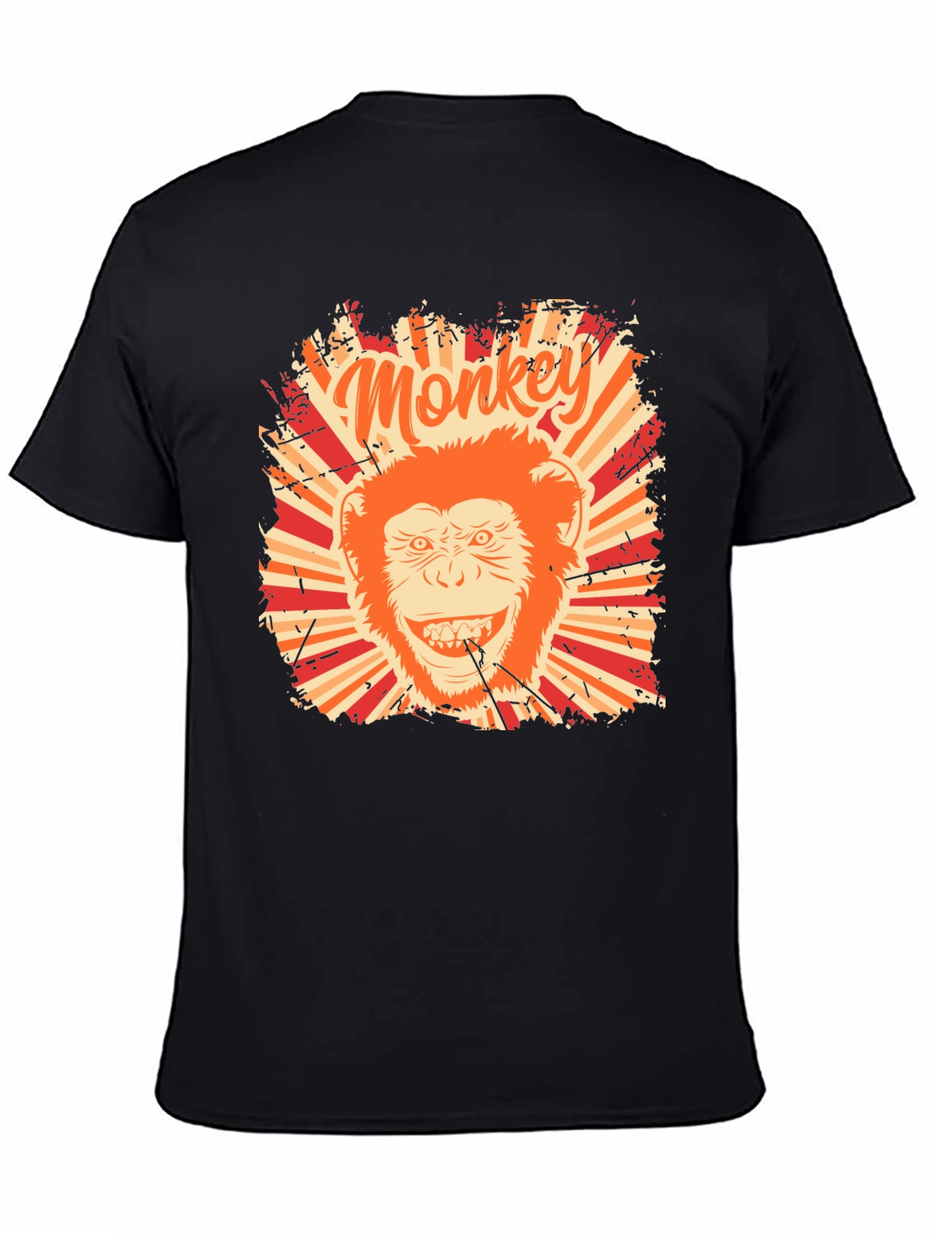 Monkey Graphic T-Shirt - Retro Style Black Tee