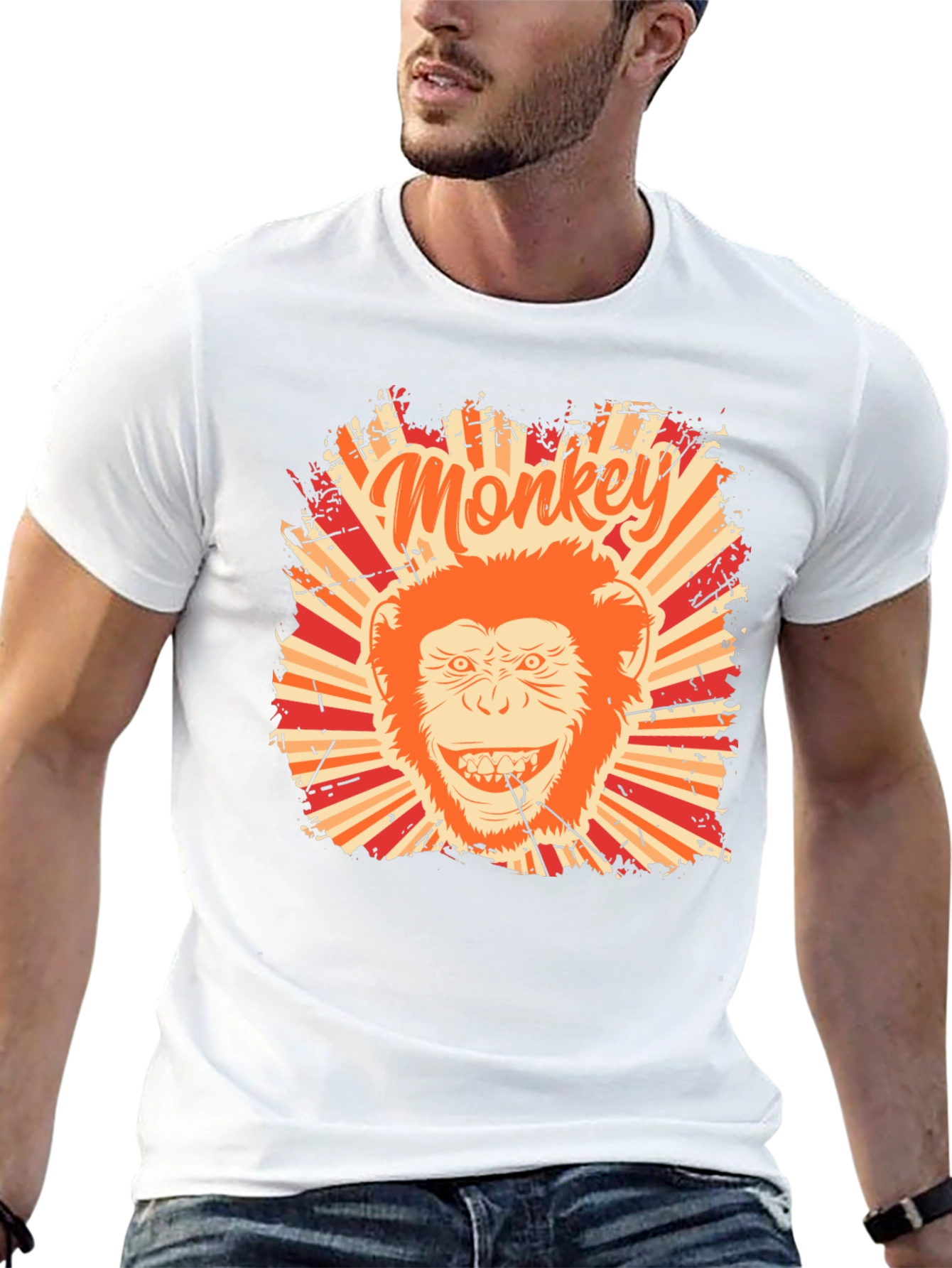 Monkey Graphic T-Shirt - Retro Style Black Tee