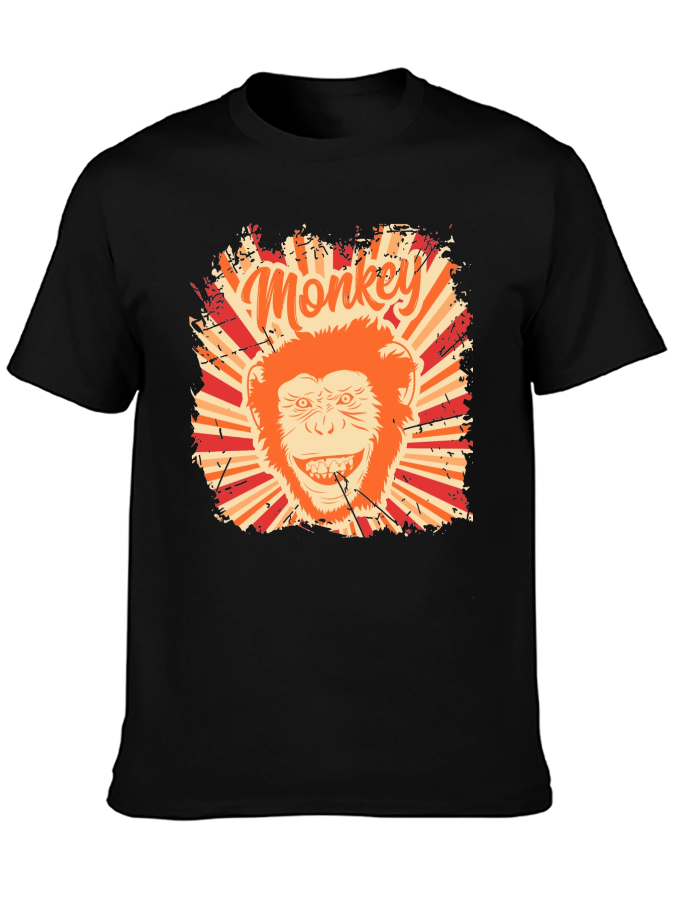 Monkey Graphic T-Shirt - Retro Style Black Tee