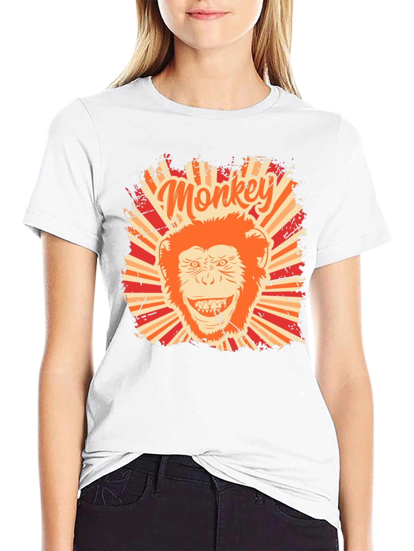 Monkey Graphic T-Shirt - Retro Style Black Tee
