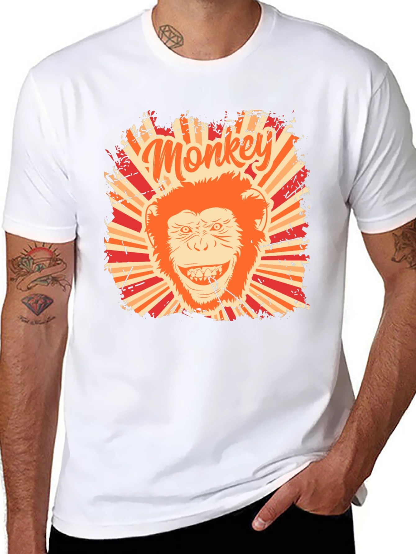 Monkey Graphic T-Shirt - Retro Style Black Tee