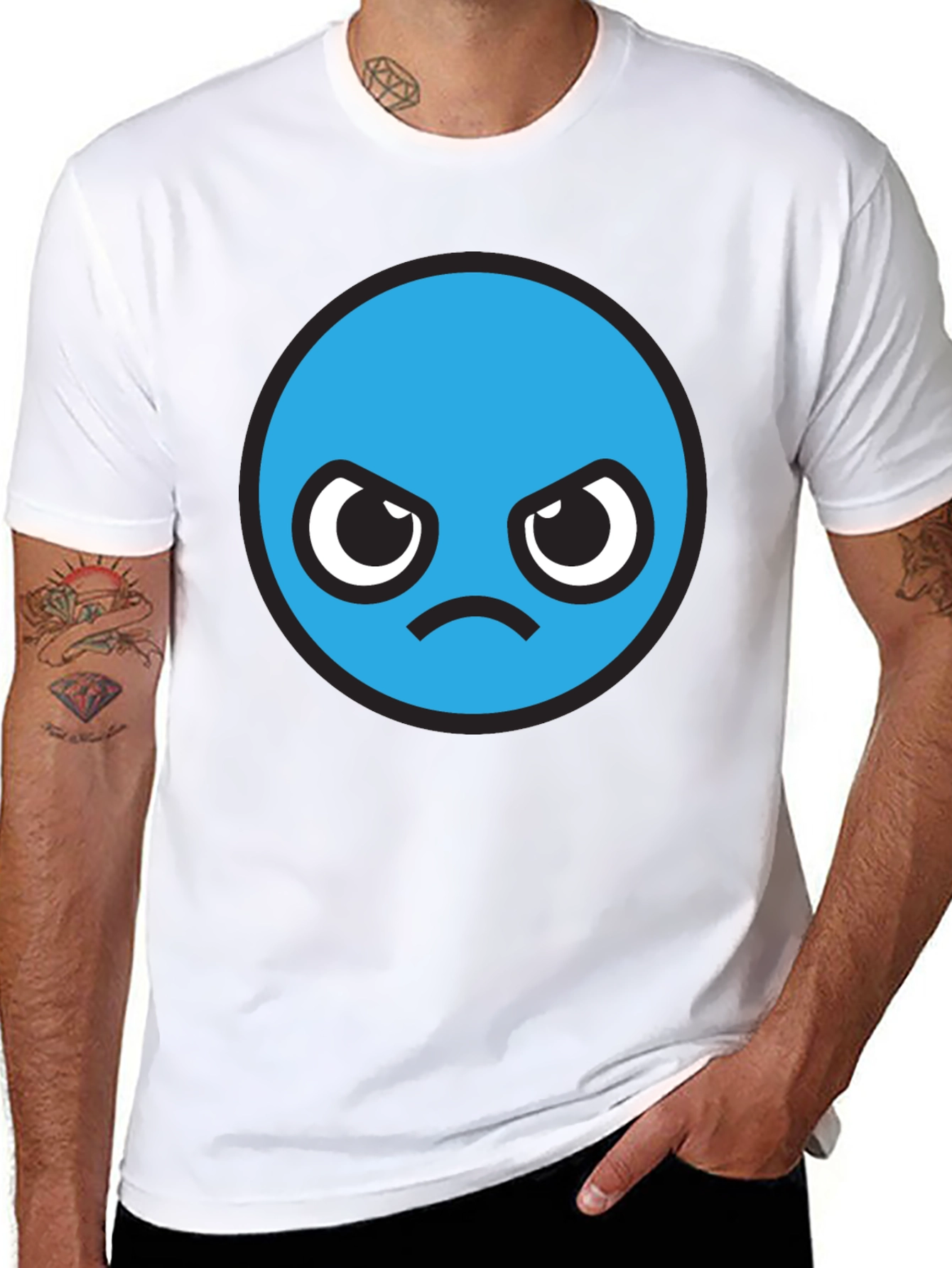 Angry Blue Smiley Face T-Shirt