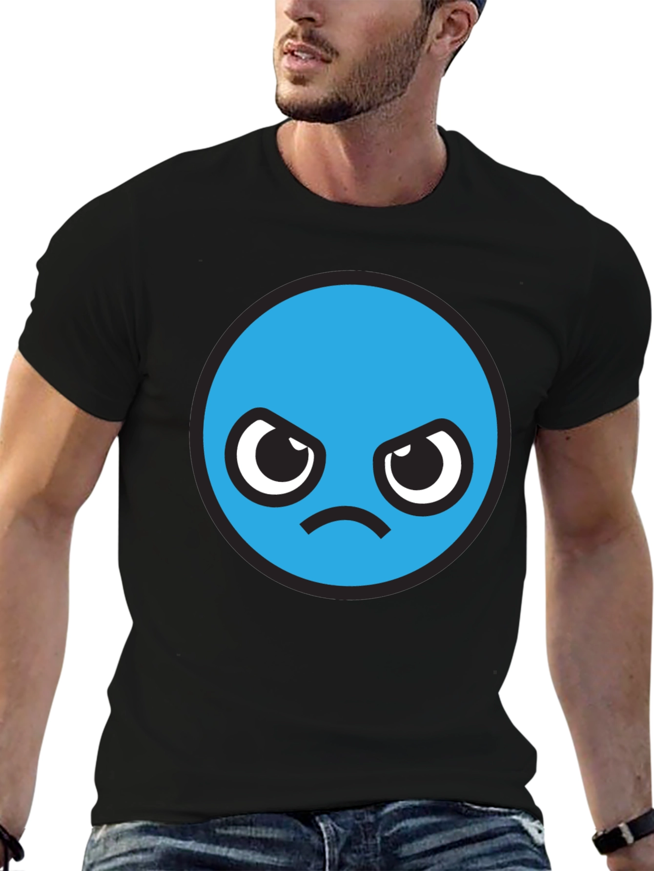 Angry Blue Smiley Face T-Shirt