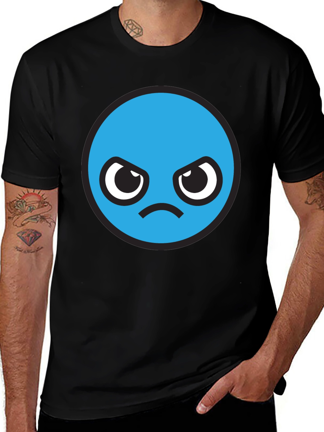 Angry Blue Smiley Face T-Shirt