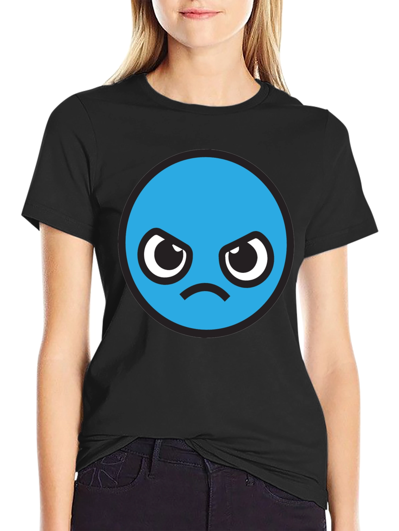 Angry Blue Smiley Face T-Shirt