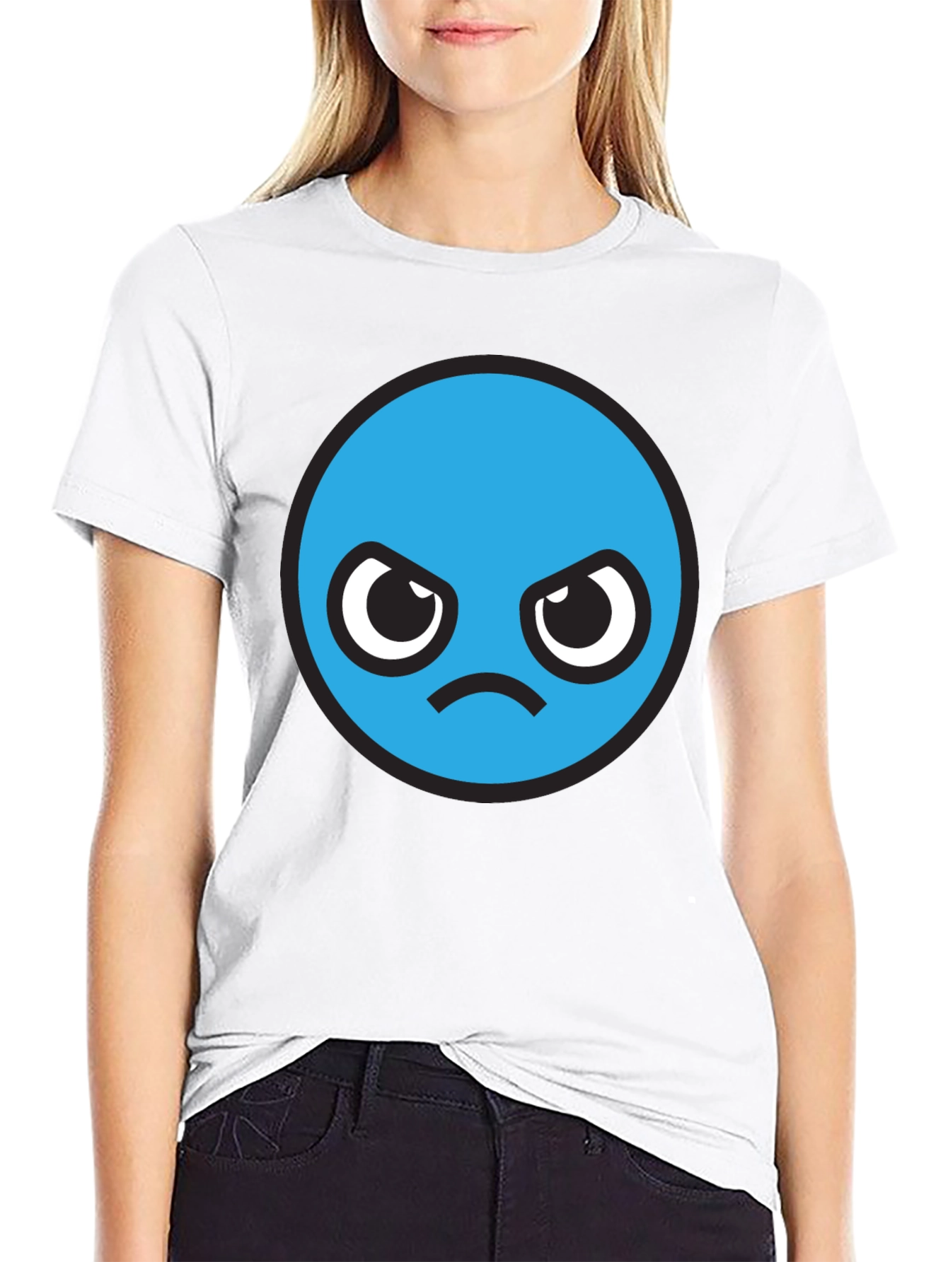 Angry Blue Smiley Face T-Shirt