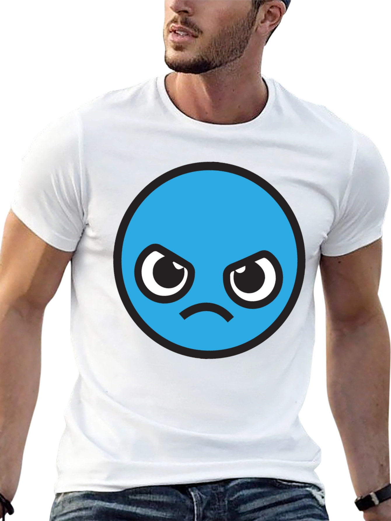 Angry Blue Smiley Face T-Shirt