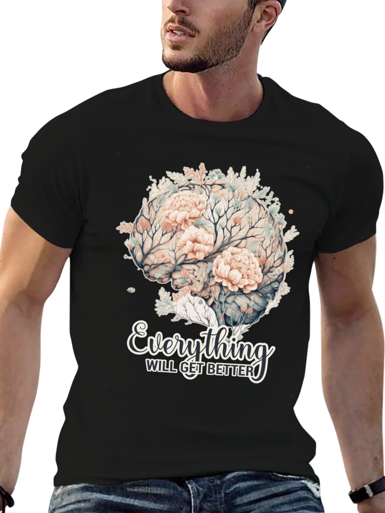 Floral Brain T-Shirt - Everything Will Get Better
