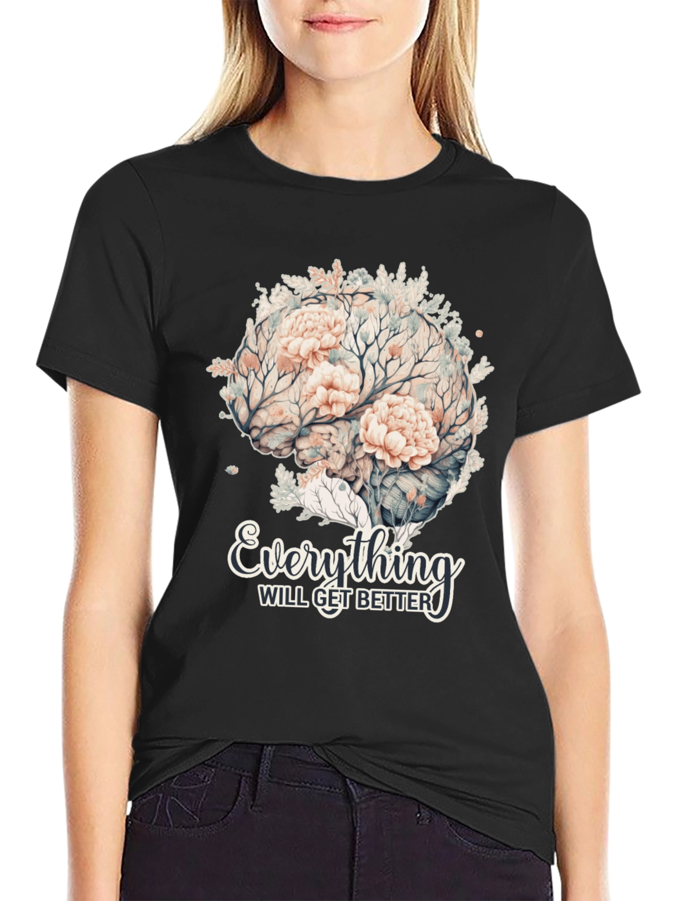 Floral Brain T-Shirt - Everything Will Get Better