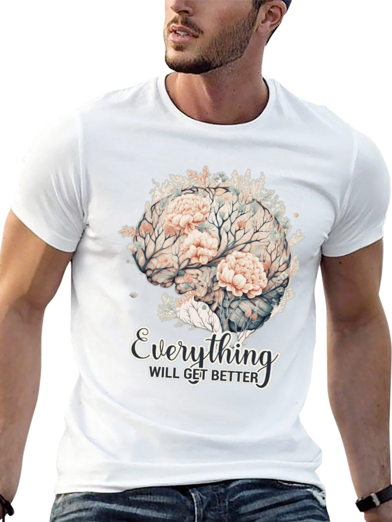 Floral Brain T-Shirt - Everything Will Get Better
